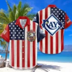 Tampa Bay Rays Hawaiian Shirt 250 Years of Freedom Anniversary 1776-2026 USA Flag Premium Crinkle Textured