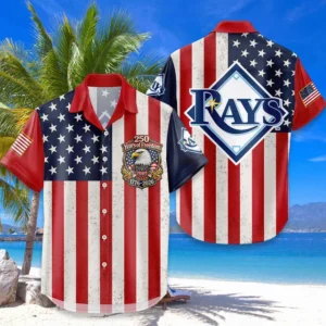 Tampa Bay Rays Hawaiian Shirt 250 Years of Freedom Anniversary 1776-2026 USA Flag Premium Crinkle Textured