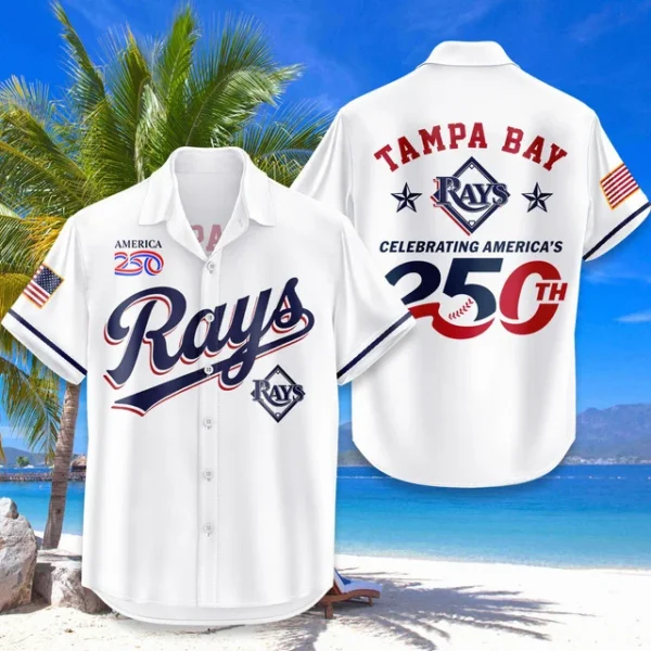 Tampa Bay Rays Hawaiian Shirt 2026 Limited Edition America’s 250th Anniversary USA Flag Premium Crinkle Textured