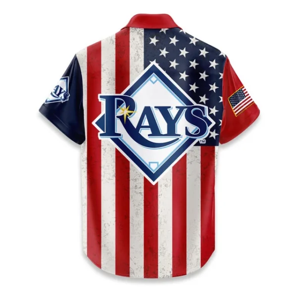 Tampa Bay Rays Hawaiian Shirt 250 Years of Freedom Anniversary 1776-2026 USA Flag Premium Crinkle Textured