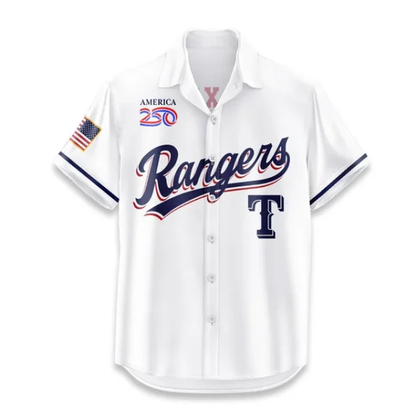 Texas Rangers Hawaiian Shirt 2026 Limited Edition America’s 250th Anniversary USA Flag Premium Crinkle Textured