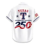Texas Rangers Hawaiian Shirt 2026 Limited Edition America’s 250th Anniversary USA Flag Premium Crinkle Textured