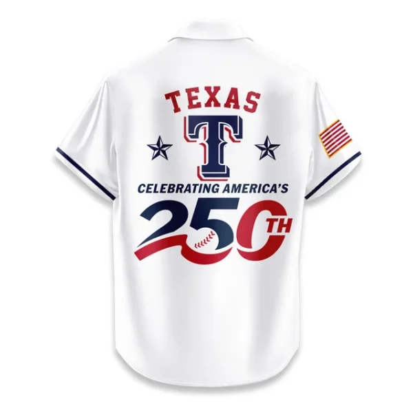 Texas Rangers Hawaiian Shirt 2026 Limited Edition America’s 250th Anniversary USA Flag Premium Crinkle Textured