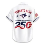 Toronto Blue Jays Hawaiian Shirt 2026 Limited Edition America’s 250th Anniversary USA Flag Premium Crinkle Textured