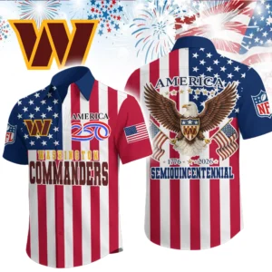Washington Commanders Hawaiian Shirt 2026 Premium Crinkle Textured x Liberty Eagle Patriotic Limited Edition