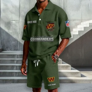 Washington Commanders Premium Waffle Knit Polo Shorts Set 2026 Limited