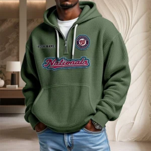 Washington Nationals Waffle Knit Hoodie Quarter Zip New 2026 Personalize Name
