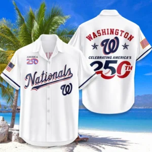 Washington Nationals Hawaiian Shirt 2026 Limited Edition America’s 250th Anniversary USA Flag Premium Crinkle Textured