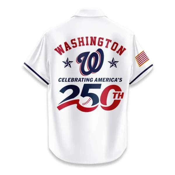Washington Nationals Hawaiian Shirt 2026 Limited Edition America’s 250th Anniversary USA Flag Premium Crinkle Textured