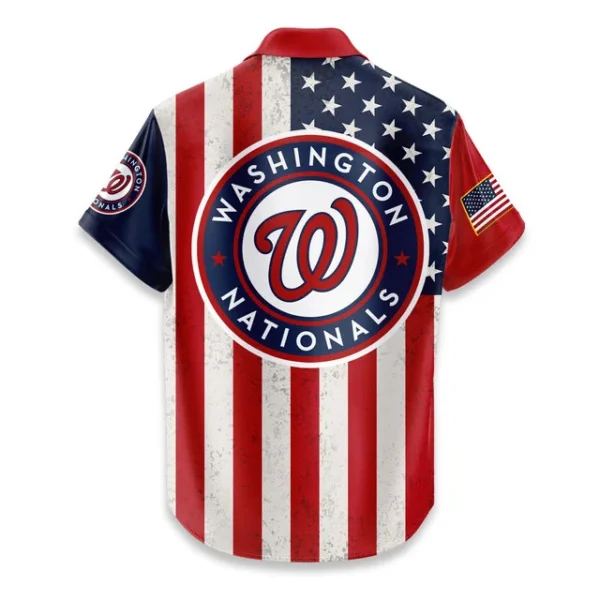 Washington Nationals Hawaiian Shirt 250 Years of Freedom Anniversary 1776-2026 USA Flag Premium Crinkle Textured