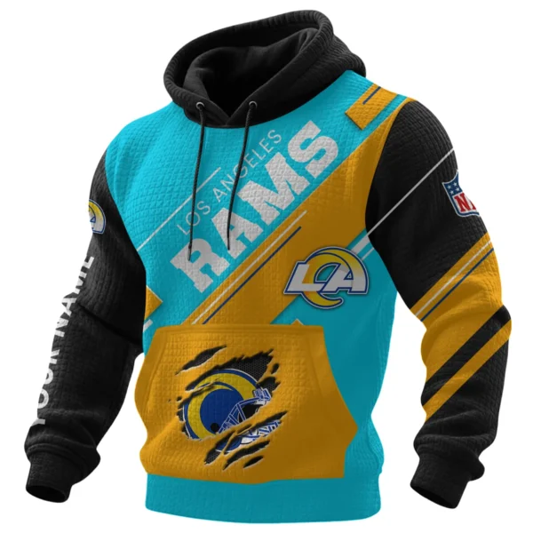 Los Angeles Rams Waffle Knit Pullover Hoodie 2026 Limited Edition Personalize Name