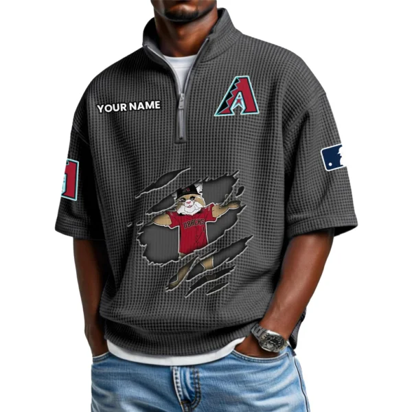 Arizona Diamondbacks Polo Shirt 2026 New Men's Quarter Zip Waffle Knit