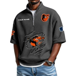Baltimore Orioles Polo Shirt 2026 New Men's Quarter Zip Waffle Knit
