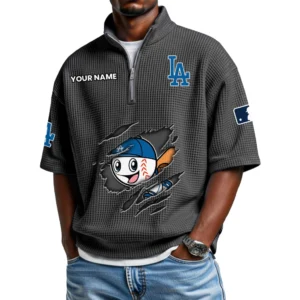 Los Angeles Dodgers Polo Shirt 2026 New Men's Quarter Zip Waffle Knit