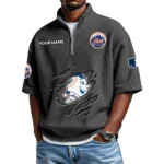 New York Mets Polo Shirt 2026 New Men's Quarter Zip Waffle Knit