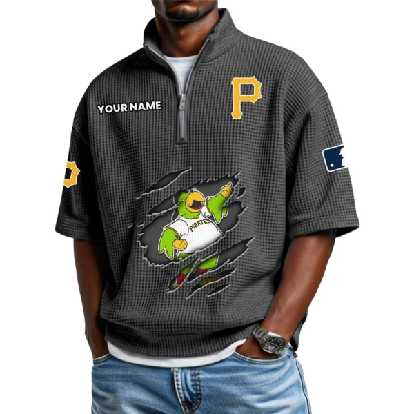 Pittsburgh Pirates Polo Shirt 2026 New Men's Quarter Zip Waffle Knit