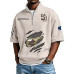 San Diego Padres Polo Shirt 2026 New Men's Quarter Zip Waffle Knit