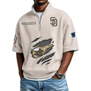 San Diego Padres Polo Shirt 2026 New Men's Quarter Zip Waffle Knit