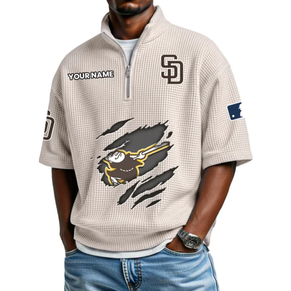 San Diego Padres Polo Shirt 2026 New Men's Quarter Zip Waffle Knit