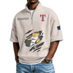 Texas Rangers Polo Shirt 2026 New Men's Quarter Zip Waffle Knit