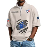 Toronto Blue Jays Polo Shirt 2026 New Men's Quarter Zip Waffle Knit