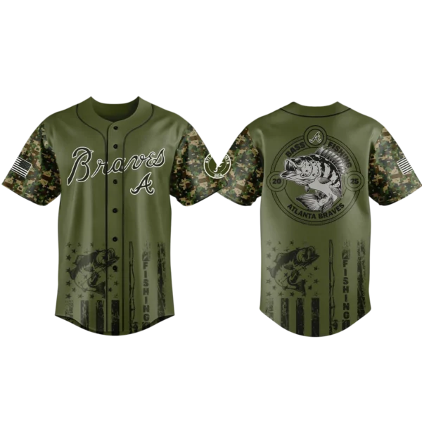 Atlanta Braves Baseball Jersey x Bass Fishing Limited Edition Premium Short Sleeve
