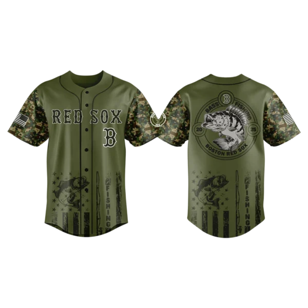 Boston Red Sox Baseball Jersey x Bass Fishing Limited Edition Premium Short Sleeve