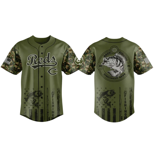 Cincinnati Reds Baseball Jersey x Bass Fishing Limited Edition Premium Short Sleeve