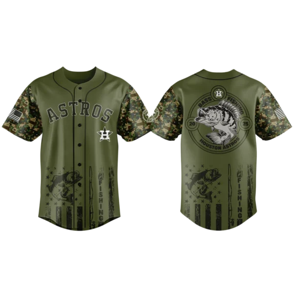 Houston Astros Baseball Jersey x Bass Fishing Limited Edition Premium Short Sleeve