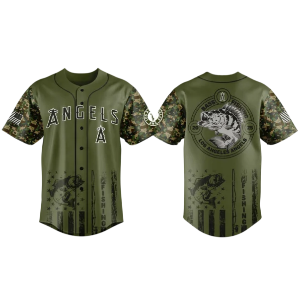 Los Angeles Angels Baseball Jersey x Bass Fishing Limited Edition Premium Short Sleeve