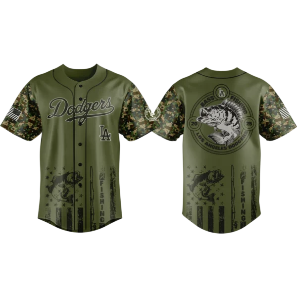 Los Angeles Dodgers Baseball Jersey x Bass Fishing Limited Edition Premium Short Sleeve