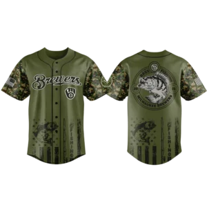 Milwaukee Brewers Baseball Jersey x Bass Fishing Limited Edition Premium Short Sleeve
