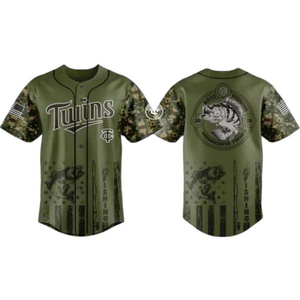 Minnesota Twins Baseball Jersey x Bass Fishing Limited Edition Premium Short Sleeve