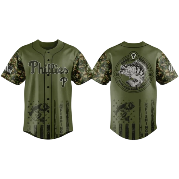 Philadelphia Phillies Baseball Jersey x Bass Fishing Limited Edition Premium Short Sleeve
