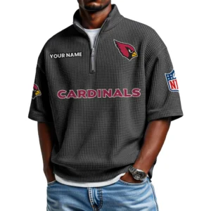 Arizona Cardinals Polo Shirt 2026 New Men's Quarter Zip Waffle Knit