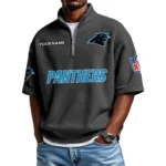 Carolina Panthers Polo Shirt 2026 New Men's Quarter Zip Waffle Knit