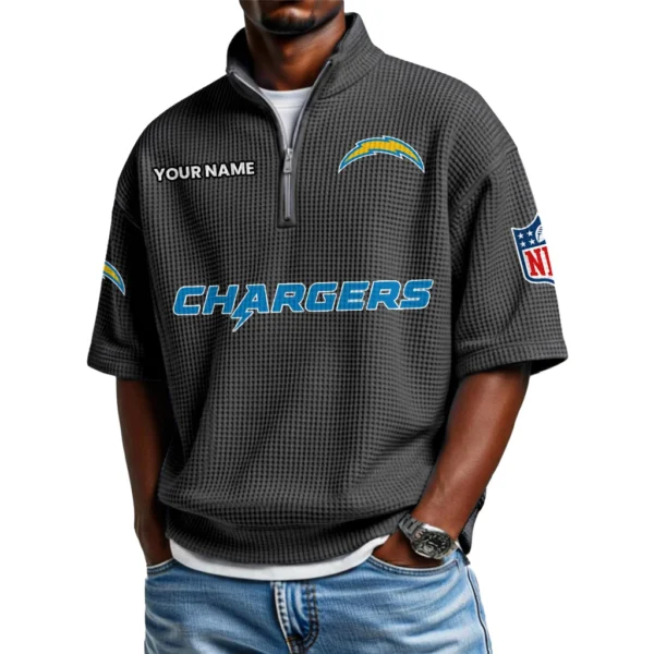 Los Angeles Chargers Polo Shirt 2026 New Men's Quarter Zip Waffle Knit