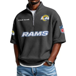 Los Angeles Rams Polo Shirt 2026 New Men's Quarter Zip Waffle Knit