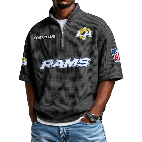 Los Angeles Rams Polo Shirt 2026 New Men's Quarter Zip Waffle Knit