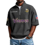 Minnesota Vikings Polo Shirt 2026 New Men's Quarter Zip Waffle Knit