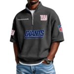 New York Giants Polo Shirt 2026 New Men's Quarter Zip Waffle Knit