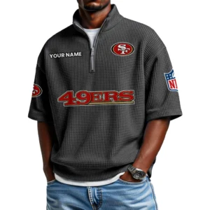San Francisco 49ers Polo Shirt 2026 New Men's Quarter Zip Waffle Knit