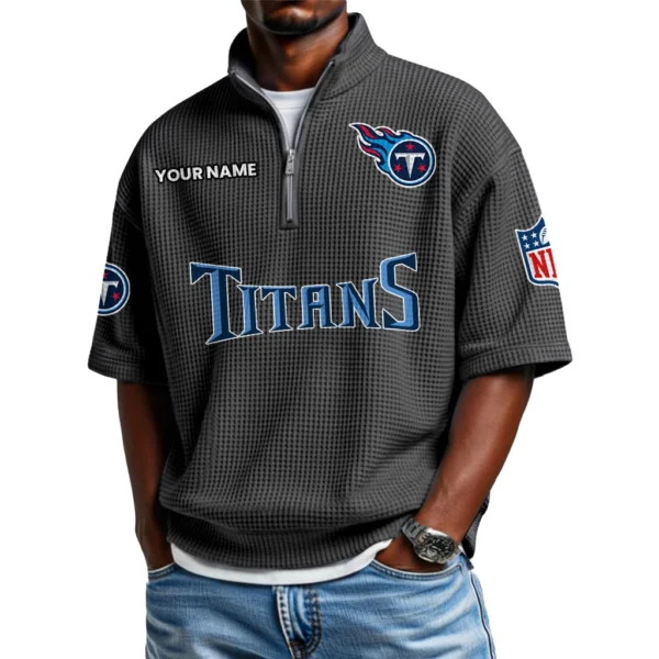 Tennessee Titans Polo Shirt 2026 New Men's Quarter Zip Waffle Knit