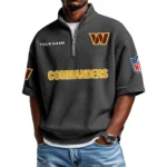Washington Commanders Polo Shirt 2026 New Men's Quarter Zip Waffle Knit