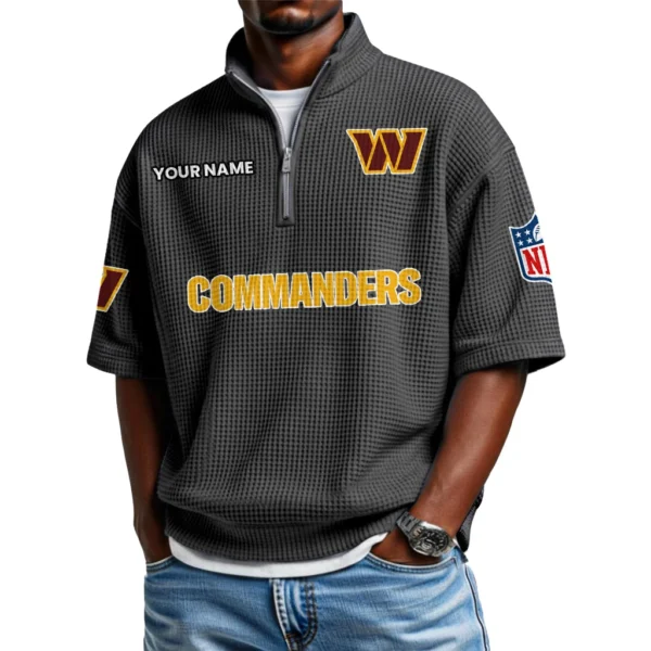 Washington Commanders Polo Shirt 2026 New Men's Quarter Zip Waffle Knit