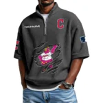 Cleveland Guardians Polo Shirt 2026 New Men's Quarter Zip Waffle Knit
