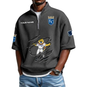 Kansas City Royals Polo Shirt 2026 New Men's Quarter Zip Waffle Knit