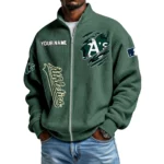 Athletics Men’s Full Zip Waffle Knit Long Sleeve Sweatshirt Customize Name