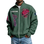 Atlanta Braves Men’s Full Zip Waffle Knit Long Sleeve Sweatshirt Customize Name