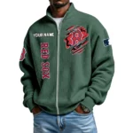 Boston Red Sox Men’s Full Zip Waffle Knit Long Sleeve Sweatshirt Customize Name